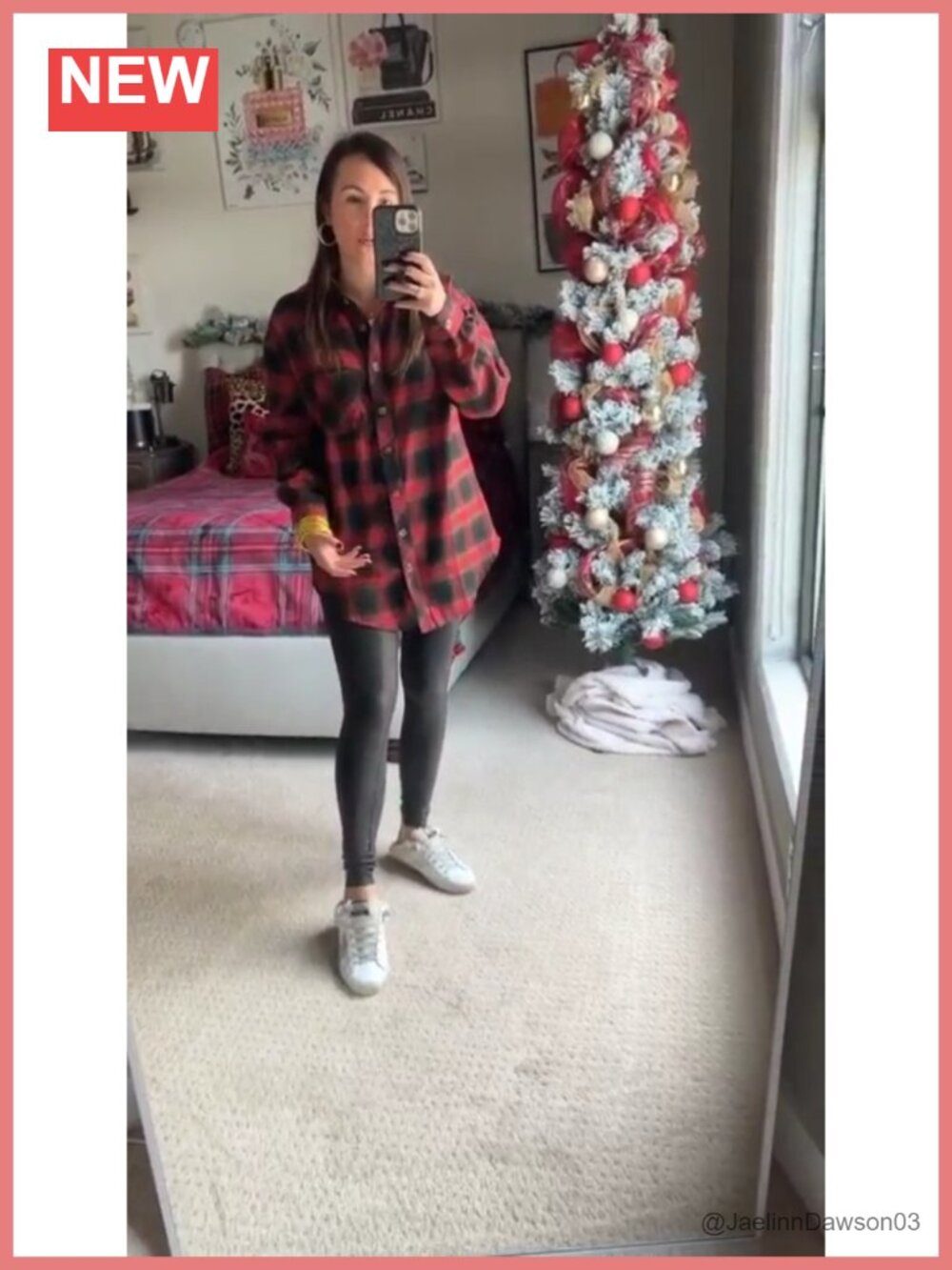 Womens Buffalo Plaid Flannel Shirt Button Down Long Sleeve Collar Tunic - Picture 5 of 6